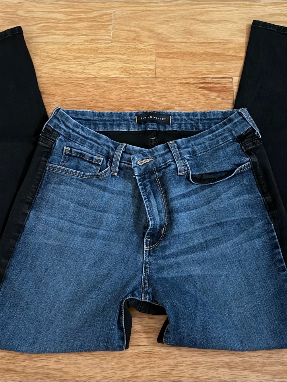 Flying Monkey Women’s  Blue Denim Jeans with Black back Pants Size 30